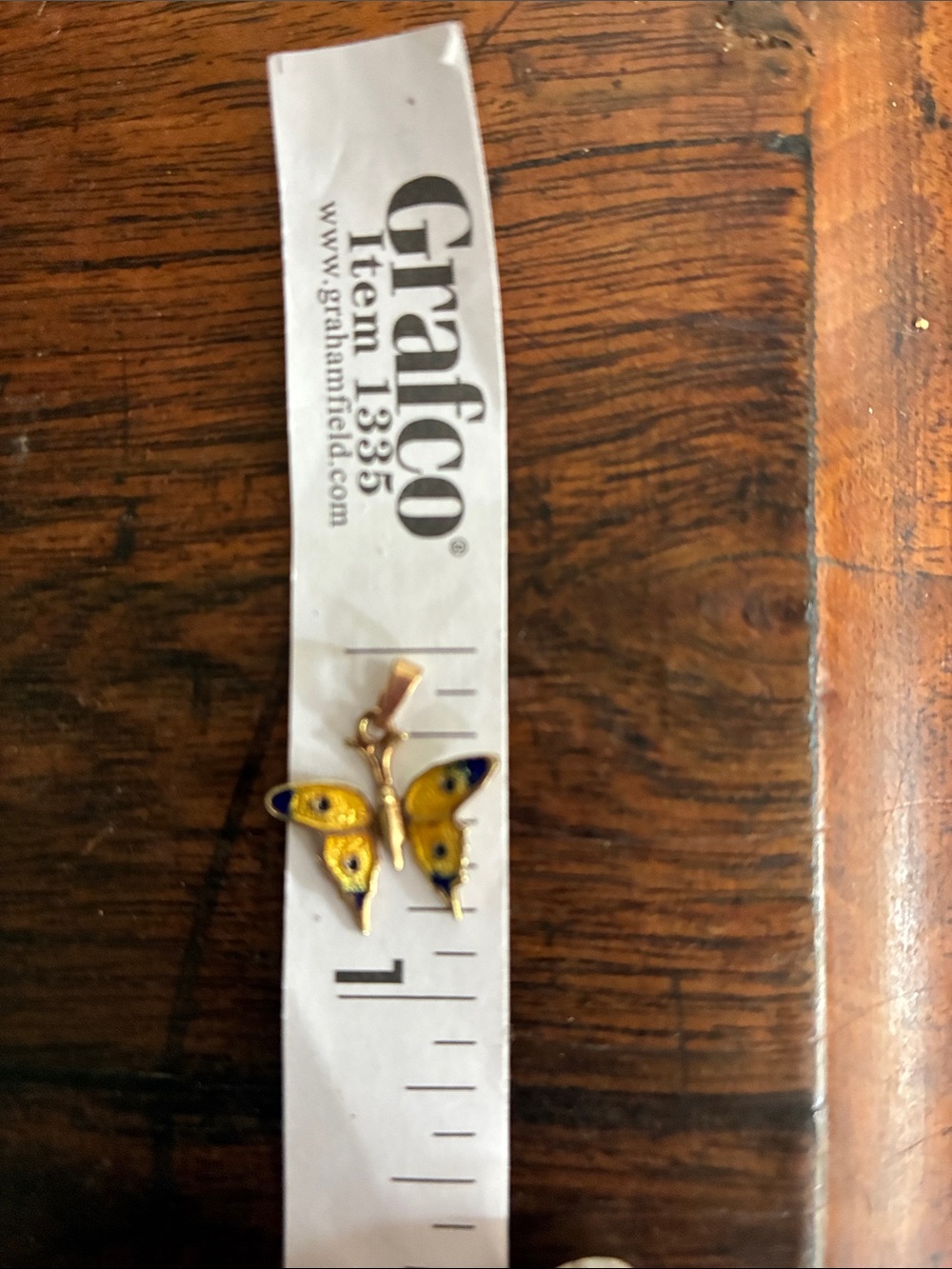 14k gold yellow and blue Enamel Butterfly Charm Pendant